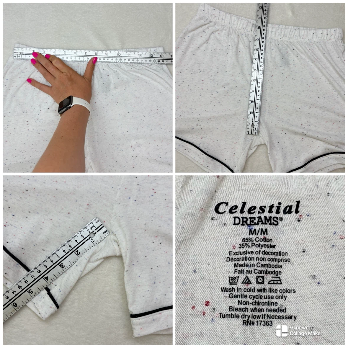 Celestial Dreams Pajama Set White Multicolor Shorts Tee Size M - photo 2