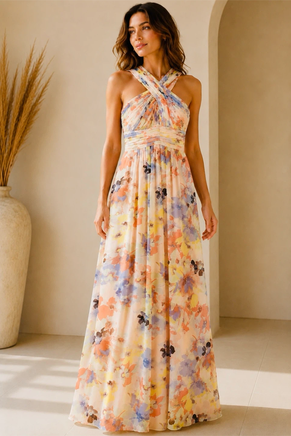 Calvin Klein Floral Halter Maxi Dress