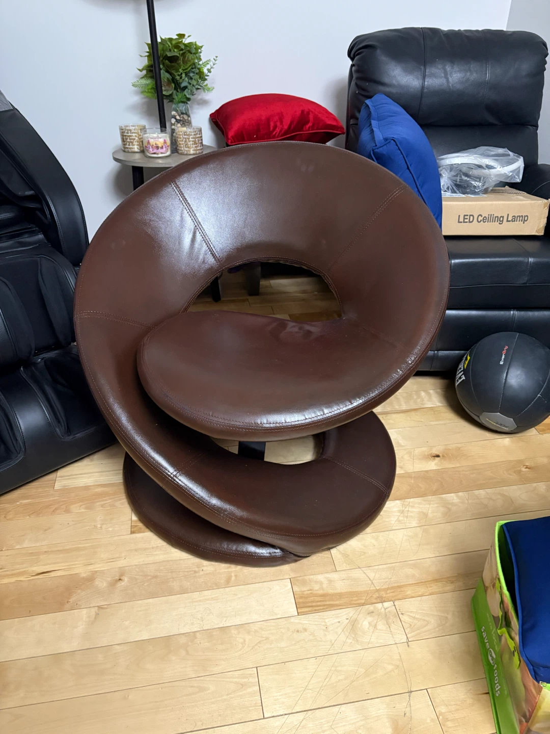 Brown Swirl Accent Chair