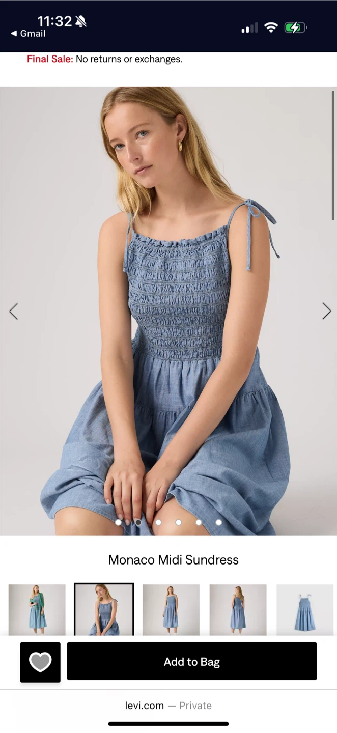 New with tags size M Levi's Monaco Midi Sundress - Blue