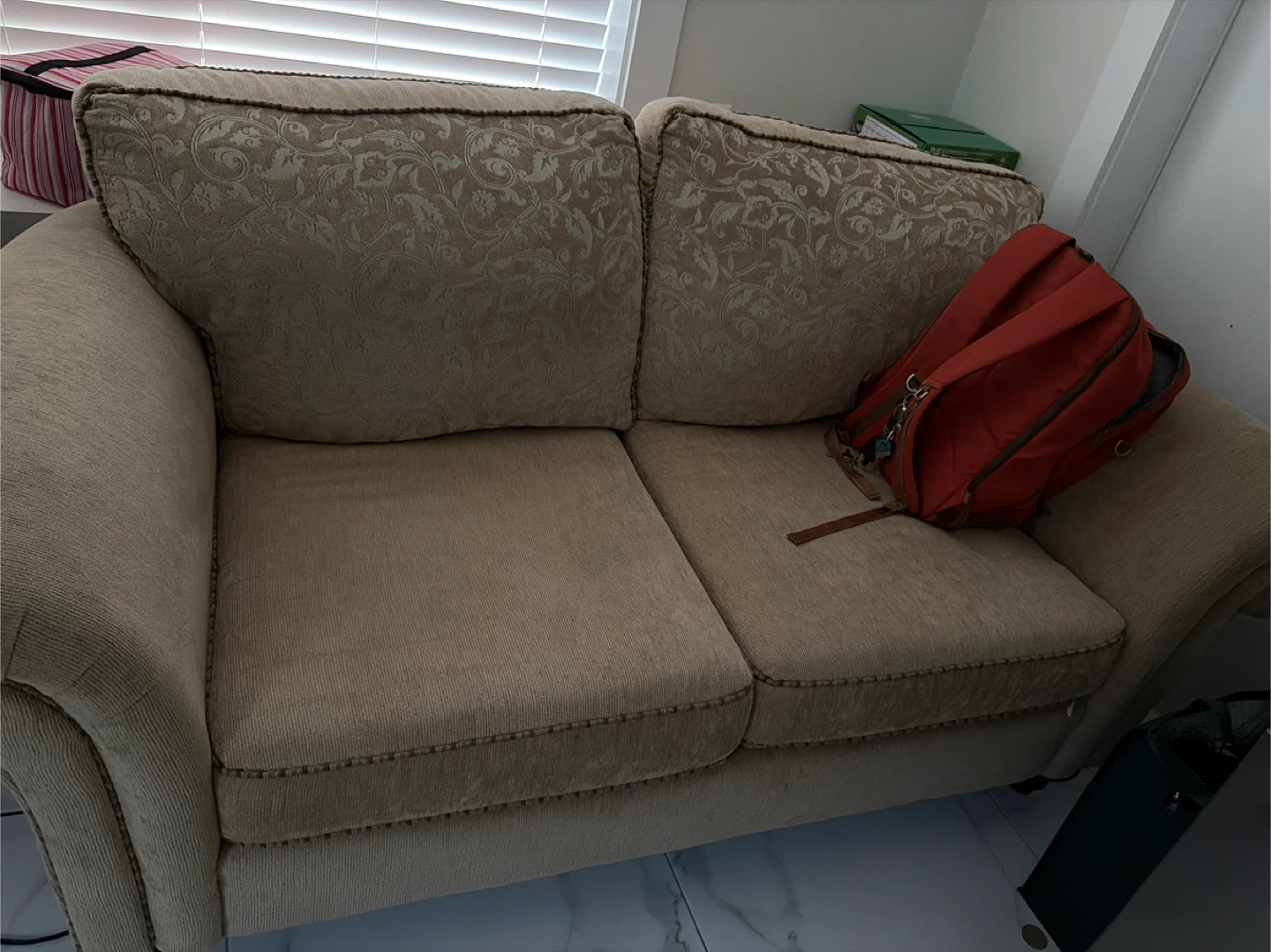 Beige Fabric Loveseat Sofa(Ashley Sofa)
