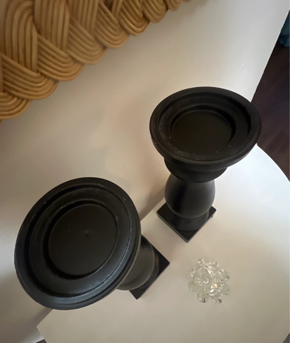 Matte Black 11.5” Candle Holder Set with Bonus Glass Accent - photo 2