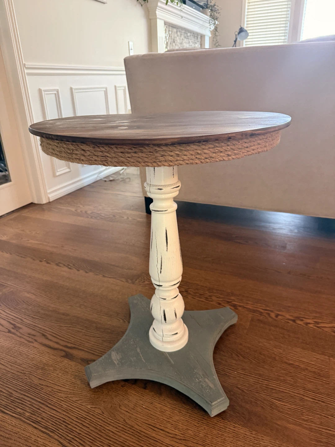 Coastal Side Table with rope accent