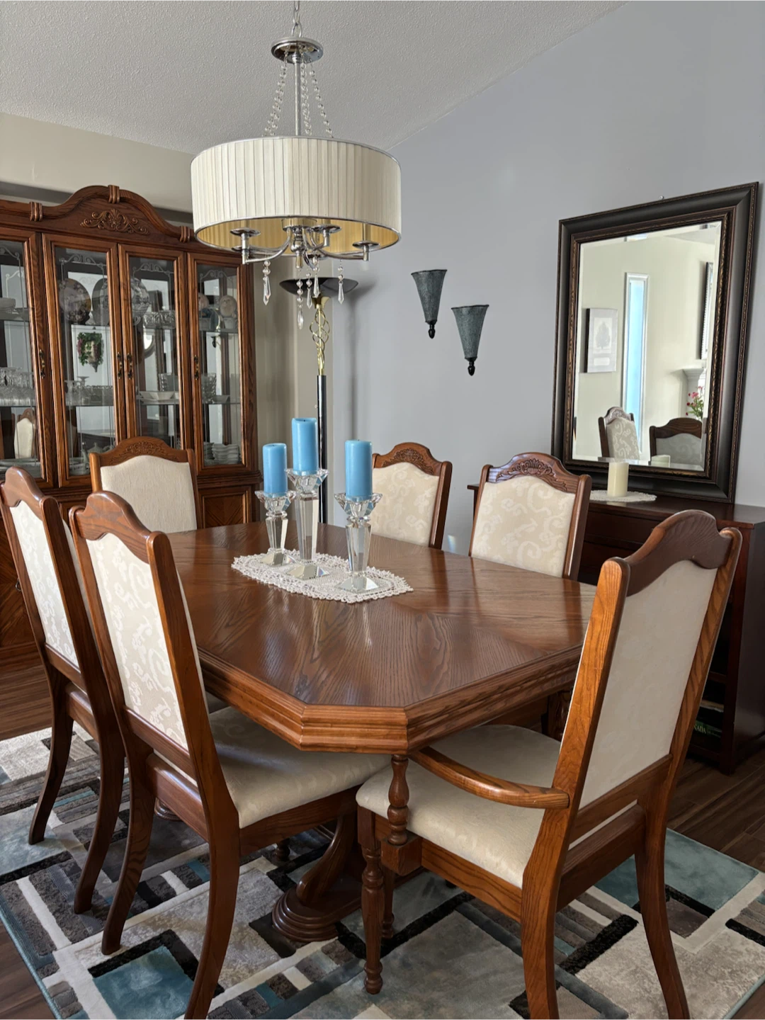 Dining room table and hutch