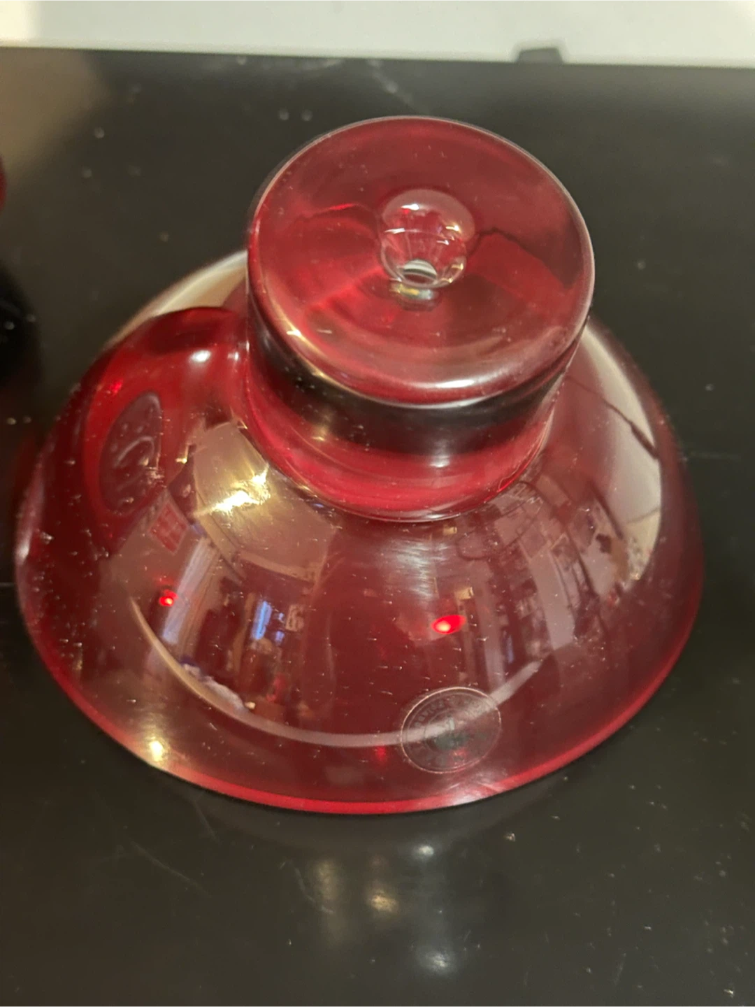 Vintage Bombay Co Ruby Red Slanted Art Glass Bowl Poland - photo 4