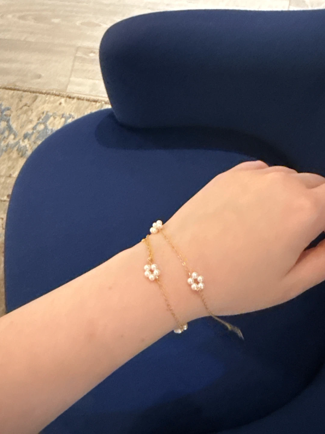 Real Pearls Gold-tone necklace or bracelet with flower charms - photo 3