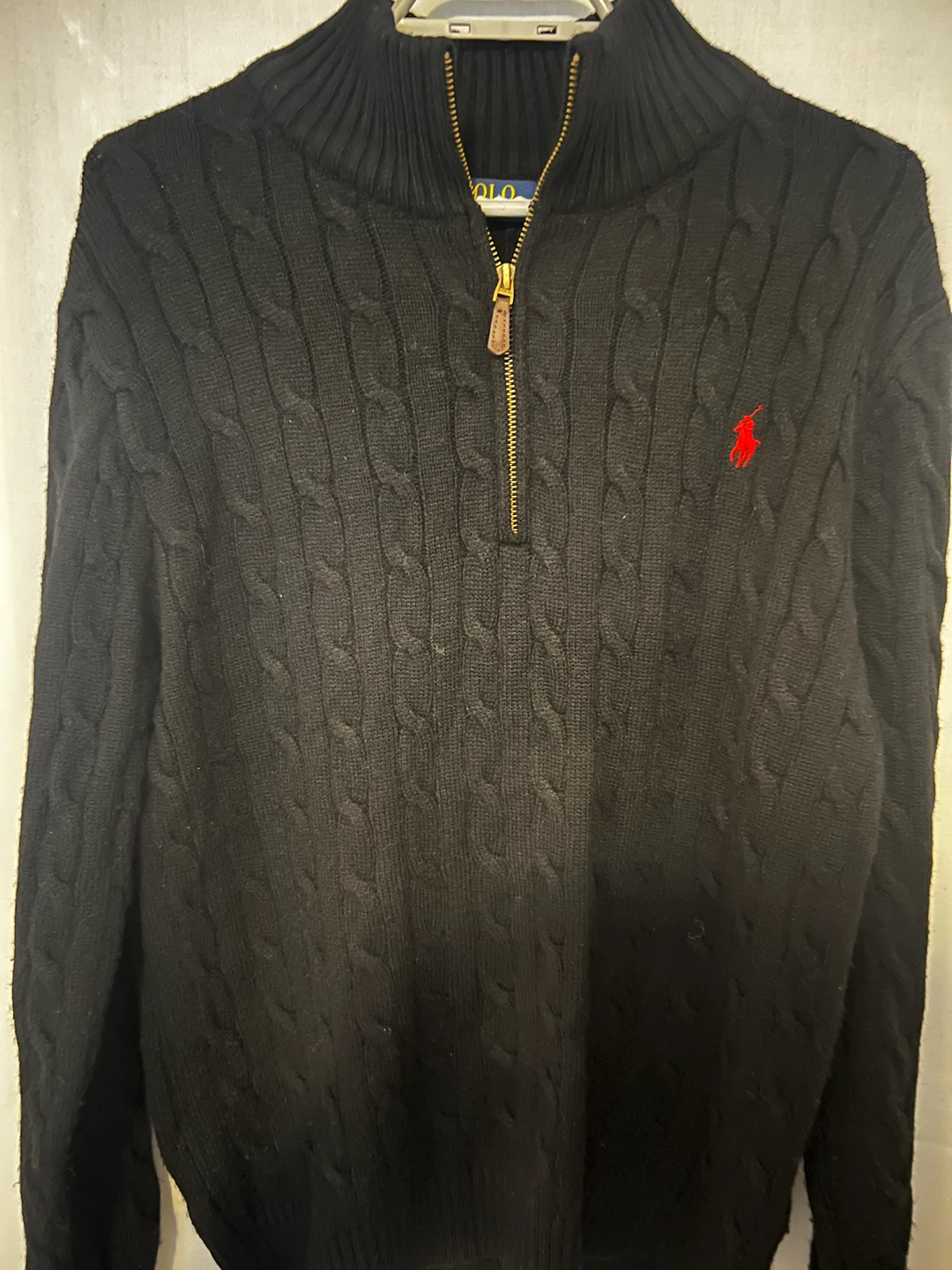 Polo Ralph Lauren Black Cable Knit 1/4 Zip Sweater - photo 2