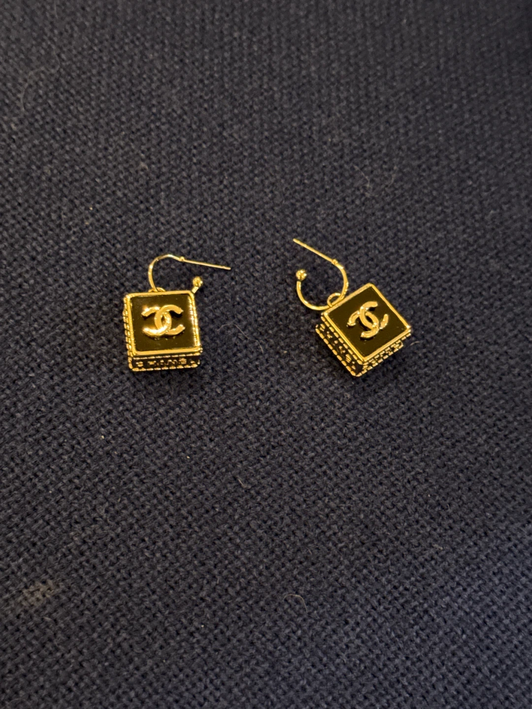 Chanel CC Square Drop Earrings