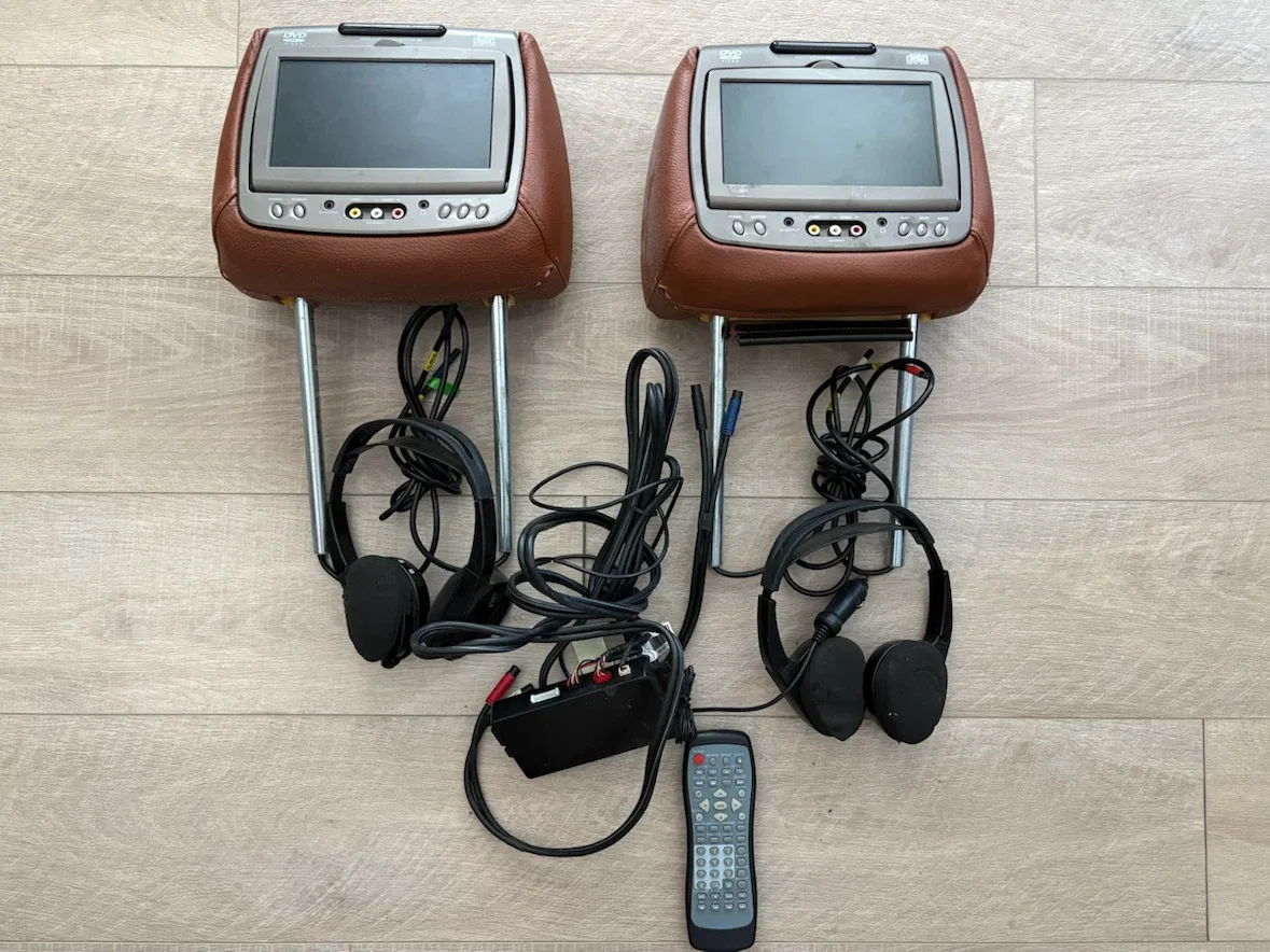 Pair of Headrest DVD Players with Headphones and Remote