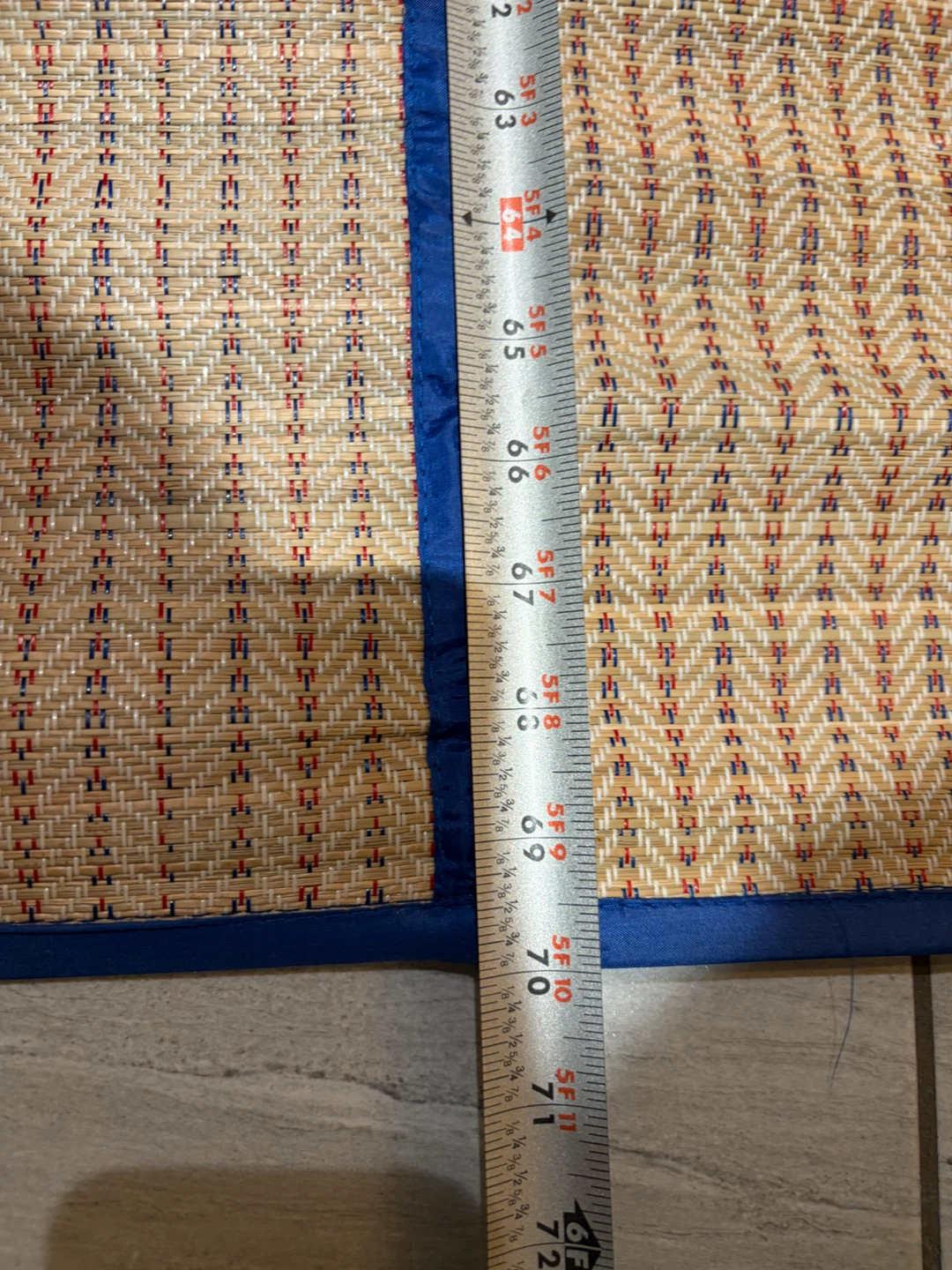 Woven Mat with Blue Trim