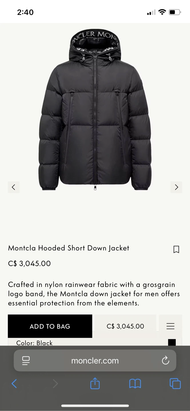 Moncler Montcla Jacket Black Size 6 (READ DESCRIPTION)