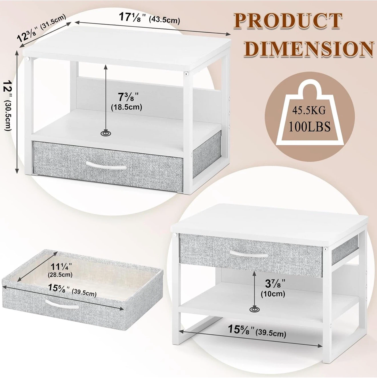 Marty 2-Tier Multifunctional shelf/Printer Stand with Drawer - photo 2