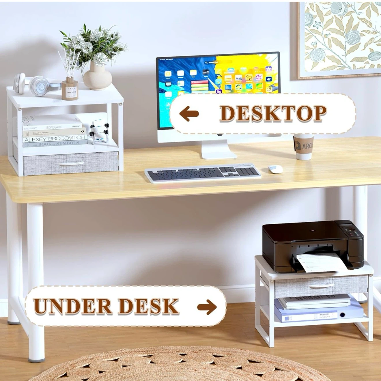 Marty 2-Tier Multifunctional shelf/Printer Stand with Drawer - photo 4