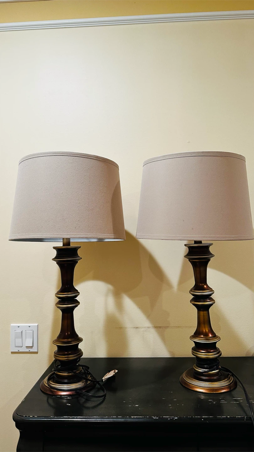 Pair of Wooden Table Lamps