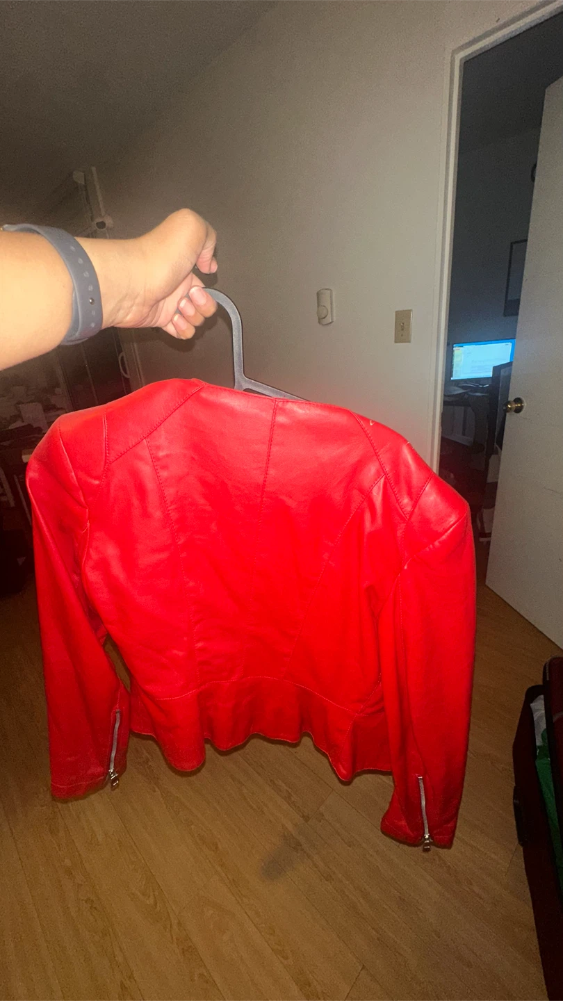 Zara Basic Red Faux Leather Jacket - photo 3