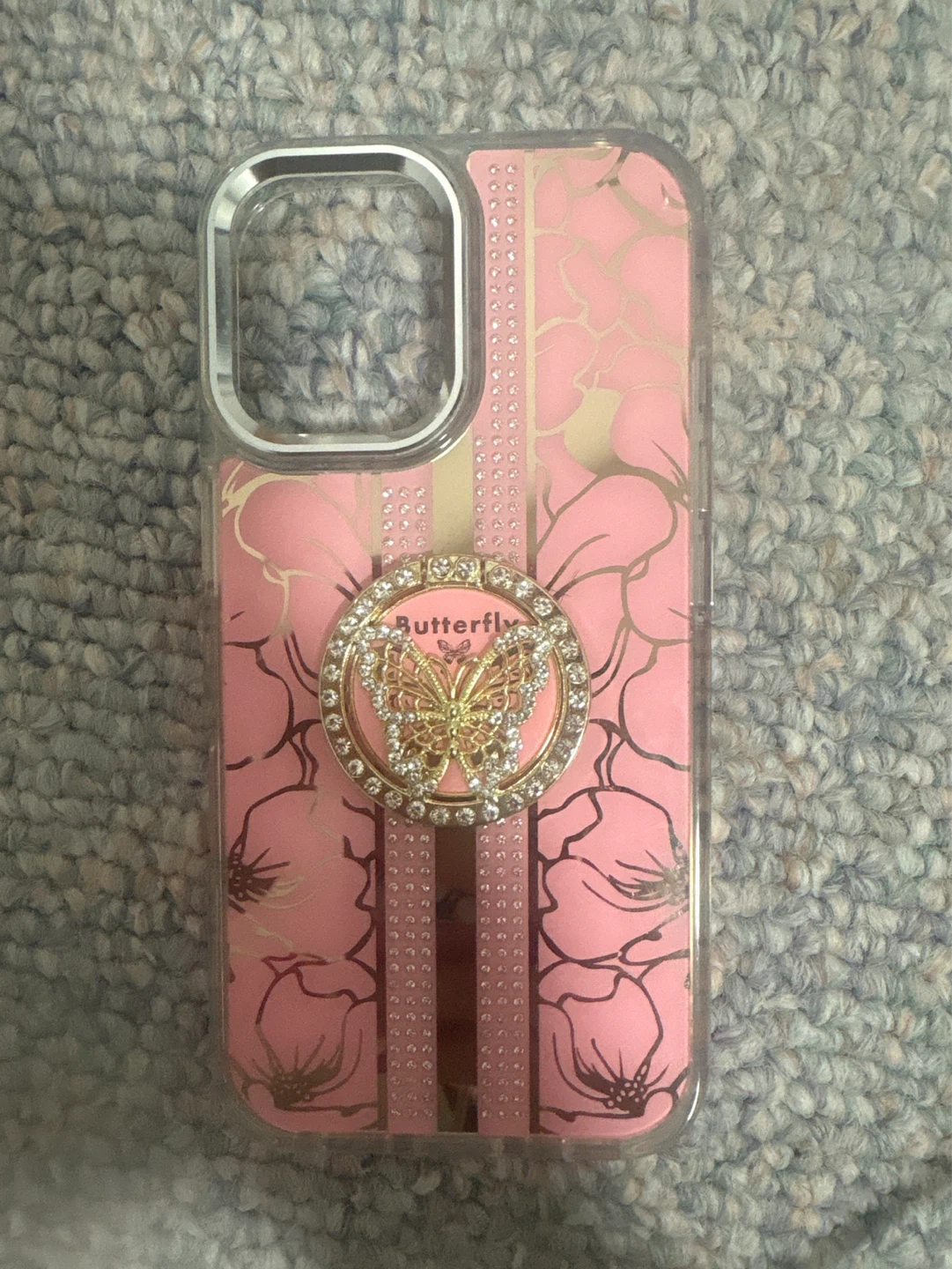 iPhone 16 case Pink Butterfly Phone Case with Ring Holder