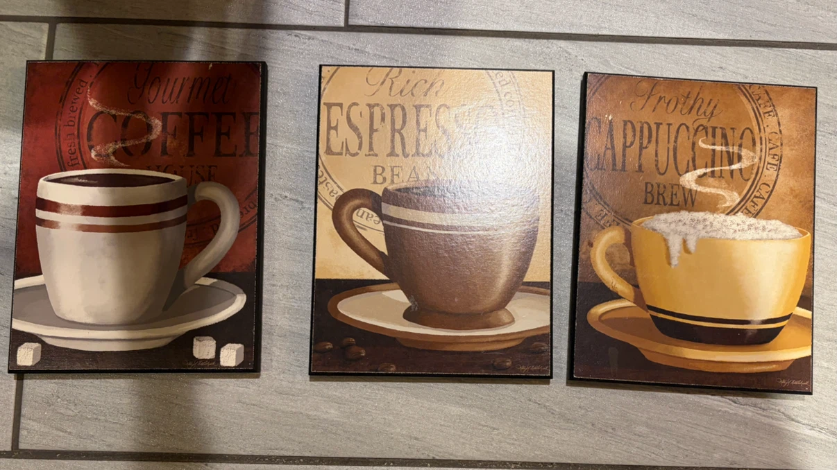 Set of 3 Coffee Themed Wall Art