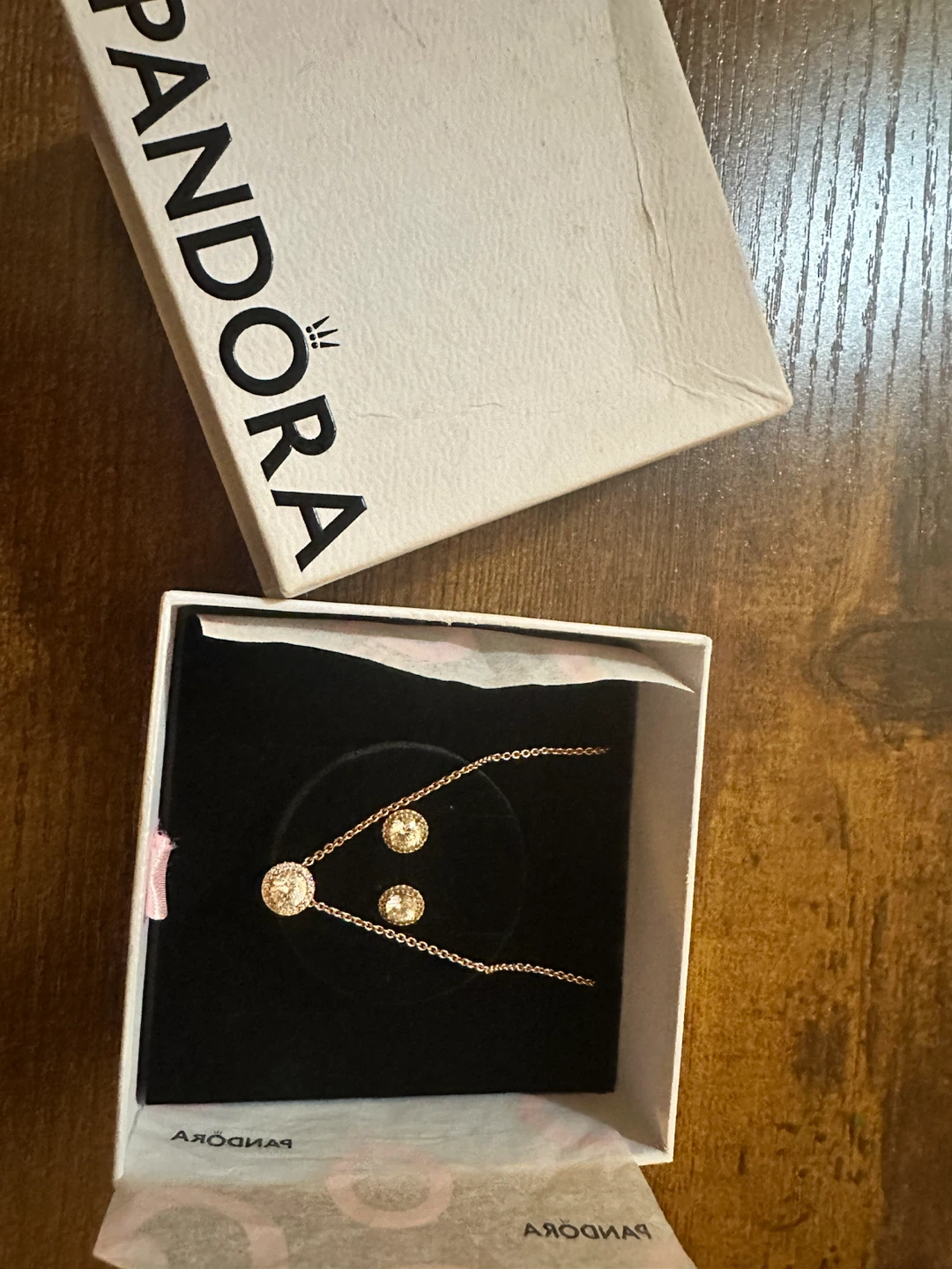 Authentic Pandora Rose Necklace & Earrings Set -with box