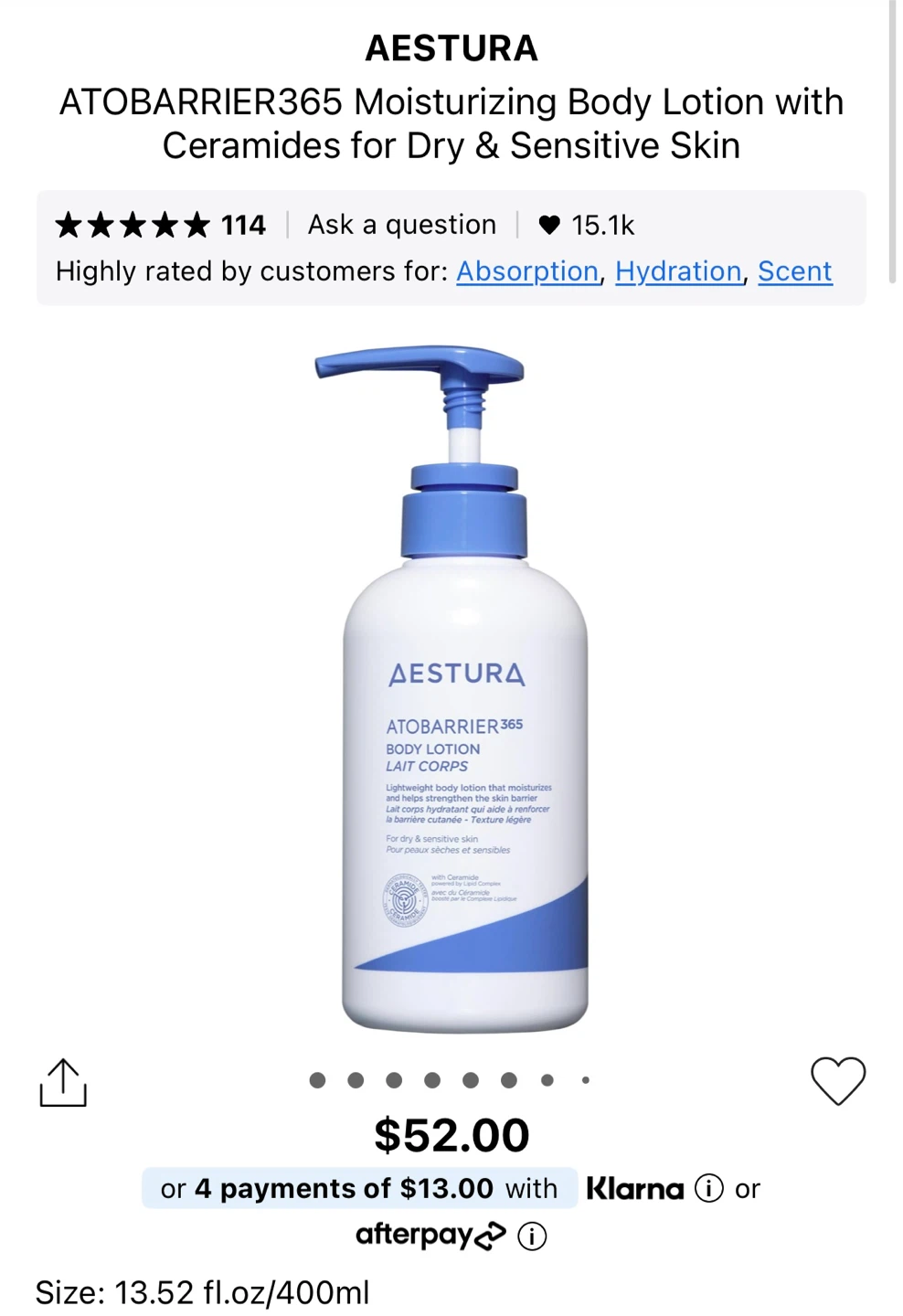 Aestura Atobarrier365 Body Lotion 400mL - photo 2