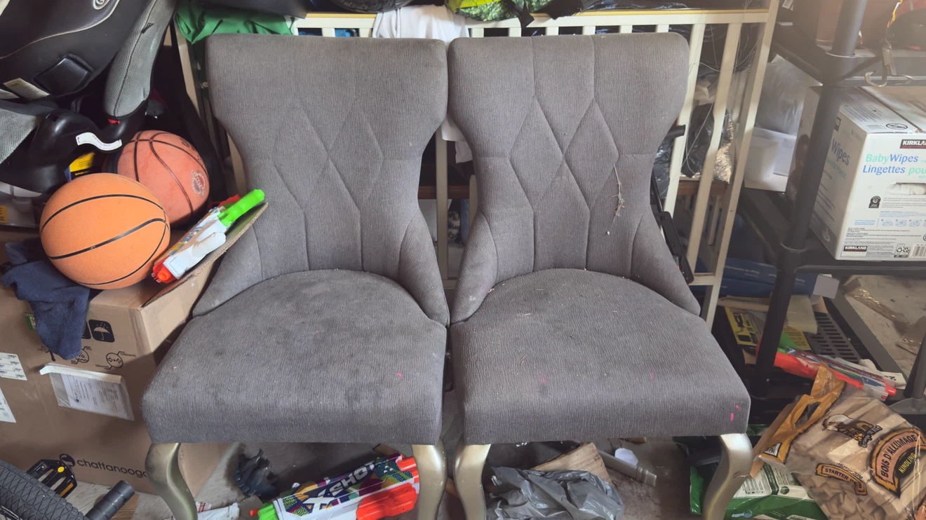 Set of 2 Grey Upholstered Accent Chairs