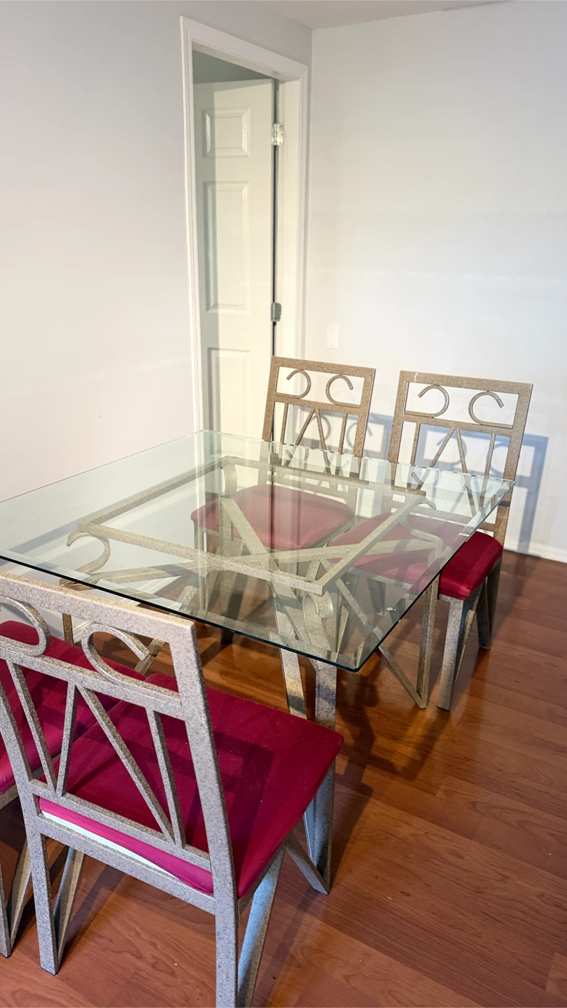 Glass Dining Table Set with 4 Chairs