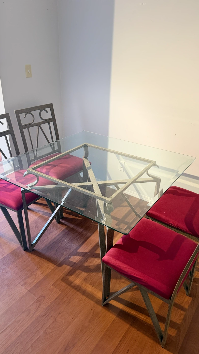 Glass Dining Table Set with 4 Chairs - photo 2