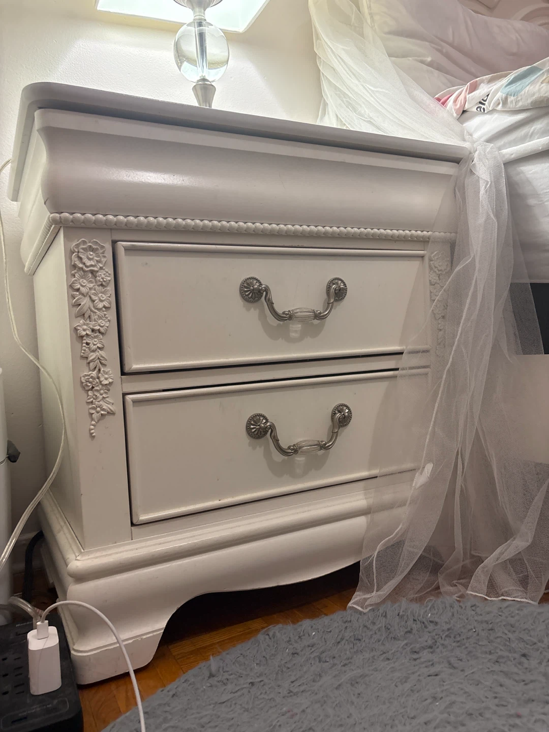 White Two-Drawer Nightstand - photo 4