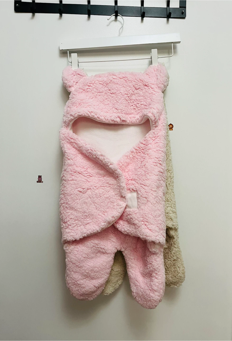 Fuzzy Bear Hooded Baby Swaddle Sack