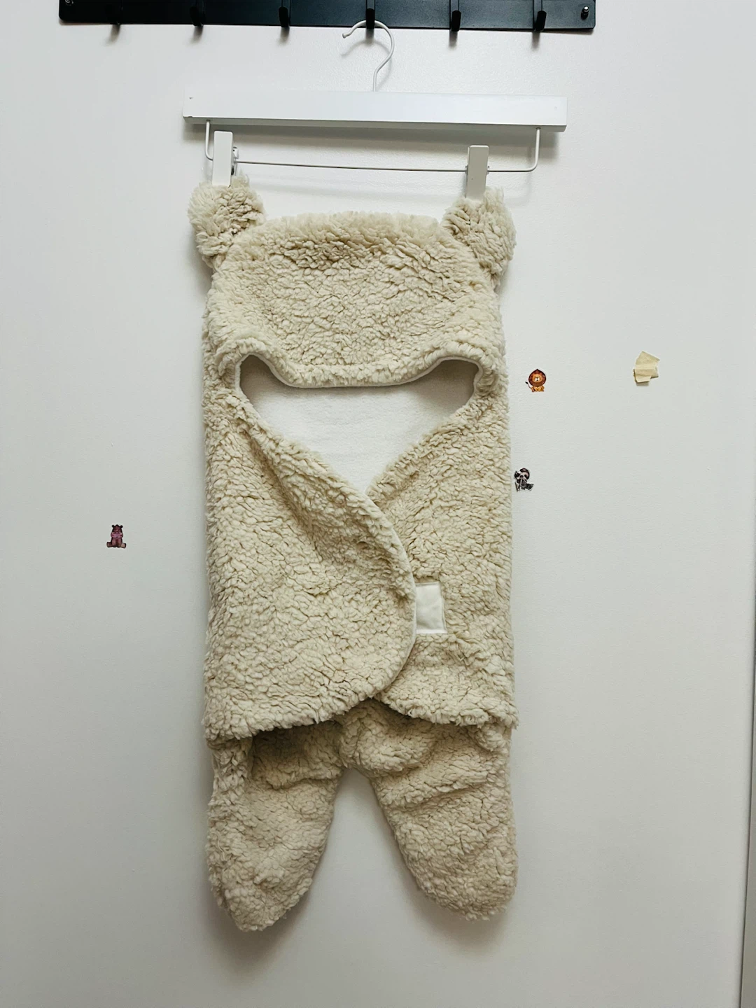 Fuzzy Bear Hooded Baby Swaddle Sack - photo 2