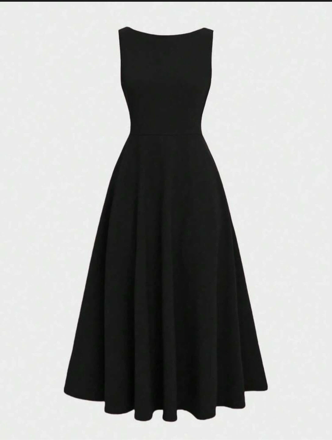 Black Sleeveless Fit and Flare Midi Dress
