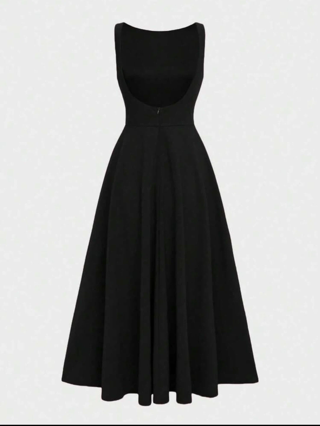 Black Sleeveless Fit and Flare Midi Dress - photo 2