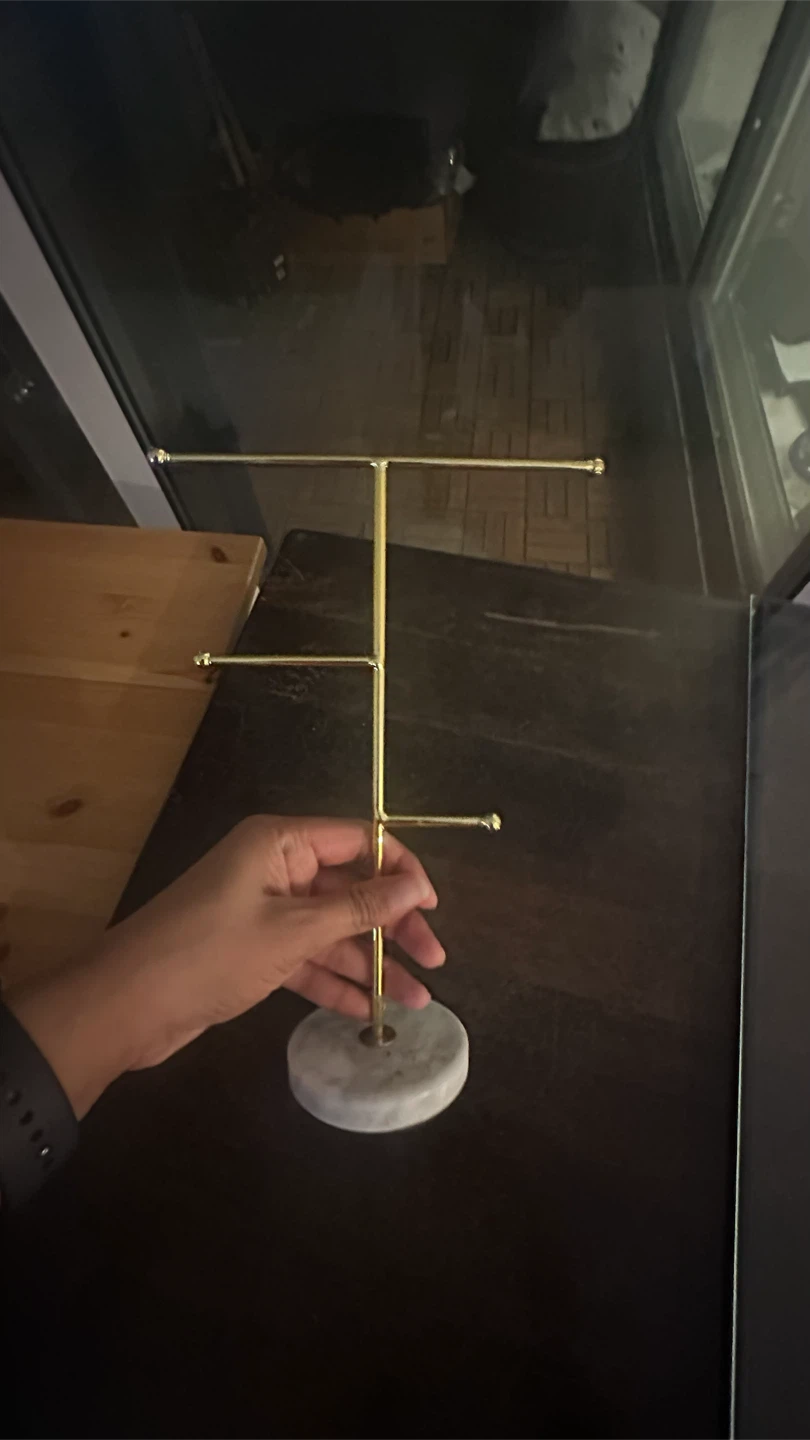 Marble Base Gold Tone Jewelry Display Stand