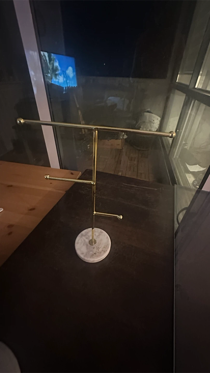 Marble Base Gold Tone Jewelry Display Stand - photo 2