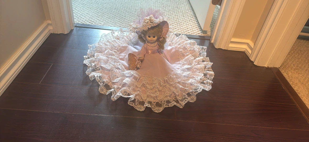 Vintage Porcelain Doll with Lace Dress