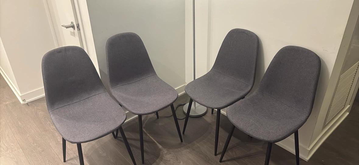 Set of 4 Grey Fabric Dining Chairs