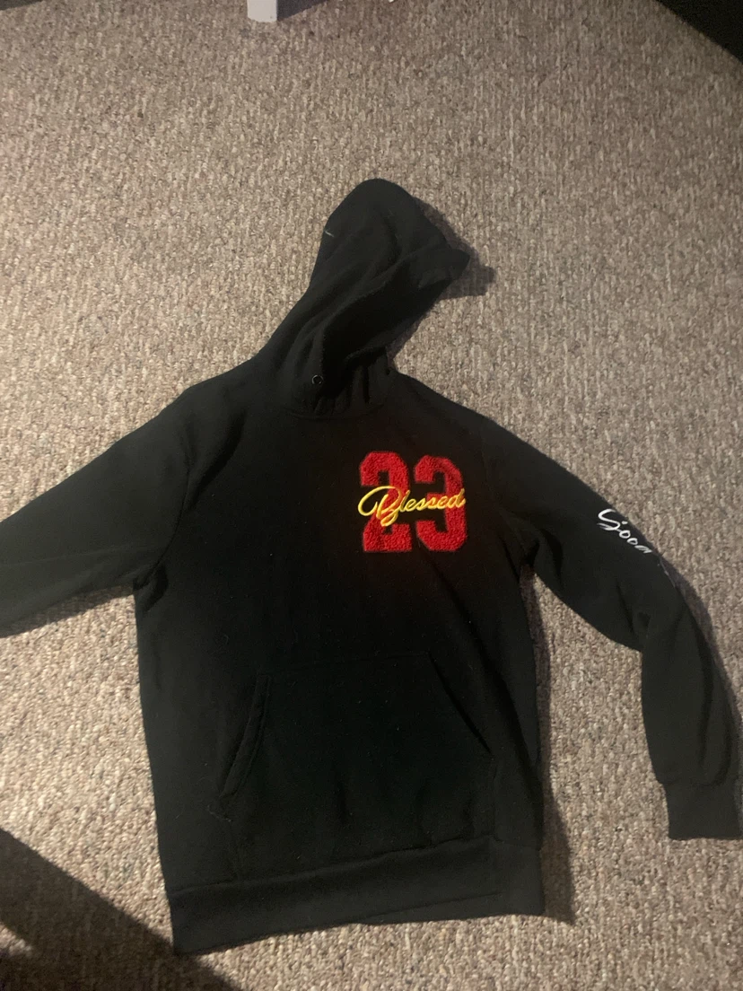 Black "Blessed 23" Graphic Hoodie