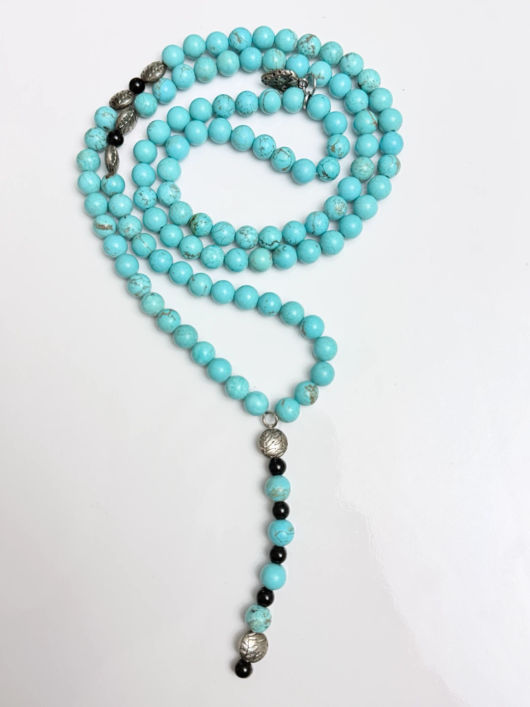 Genuine Turquoise Stone Long Layering Beaded Necklace