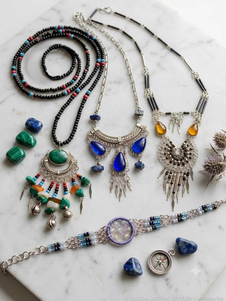 Vintage Boho Silver Style Jewelry Bundle