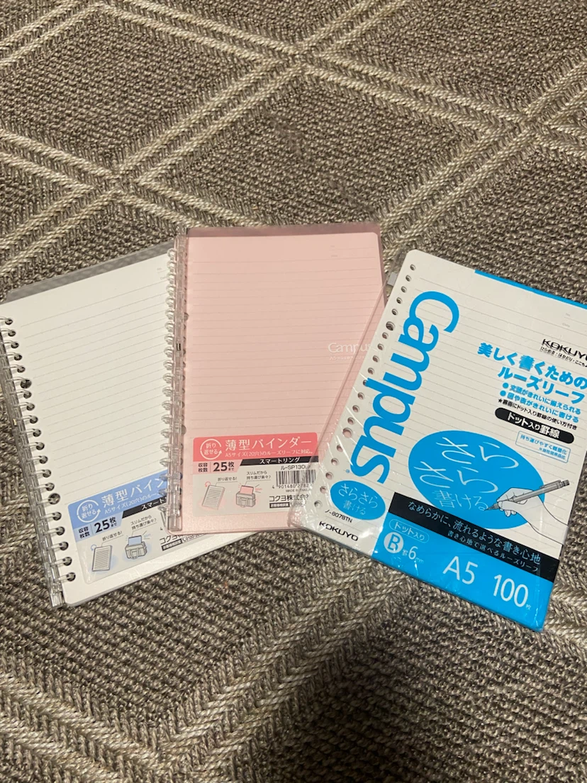 Campus A5 2-Ring Binders and refill paper