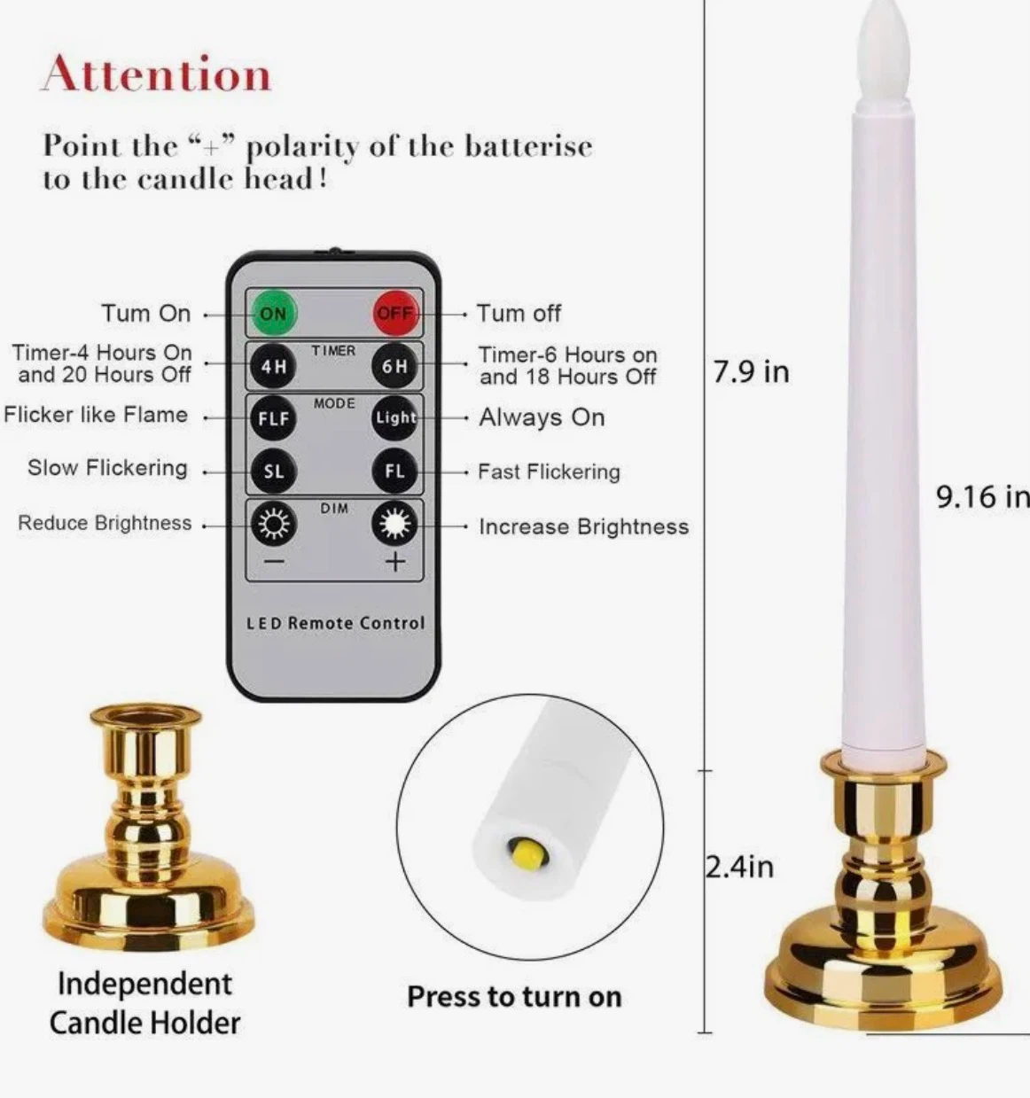 6 Flameless Candles with Remote Holder Set - photo 3