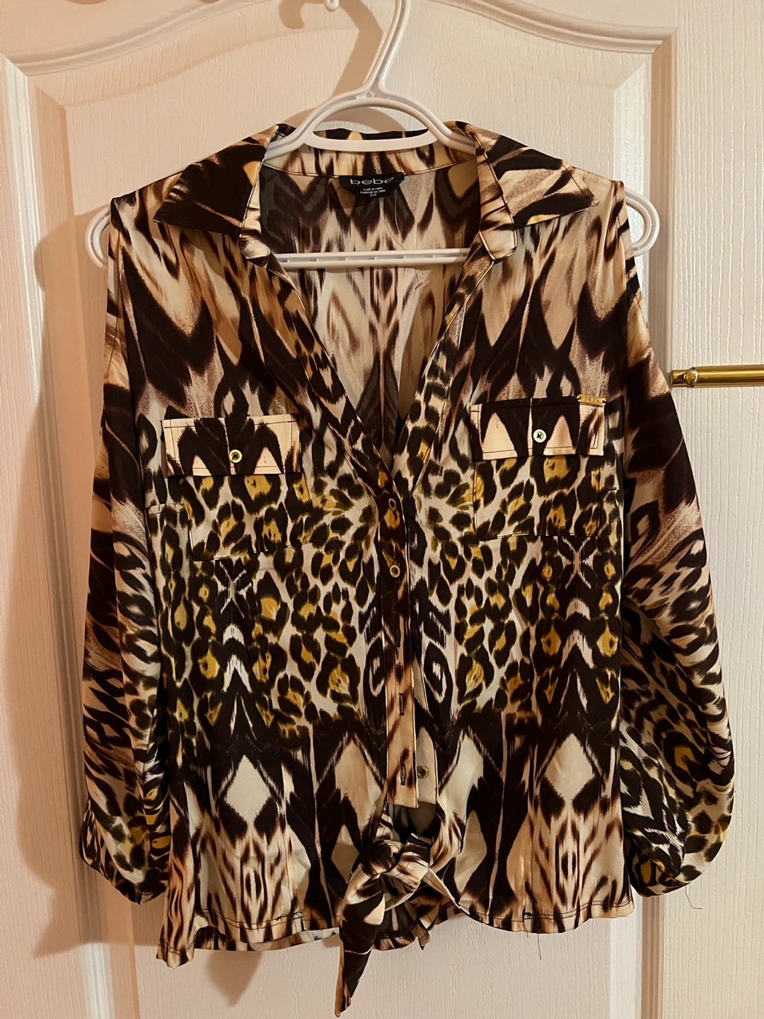 Bebe Leopard Print Blouse