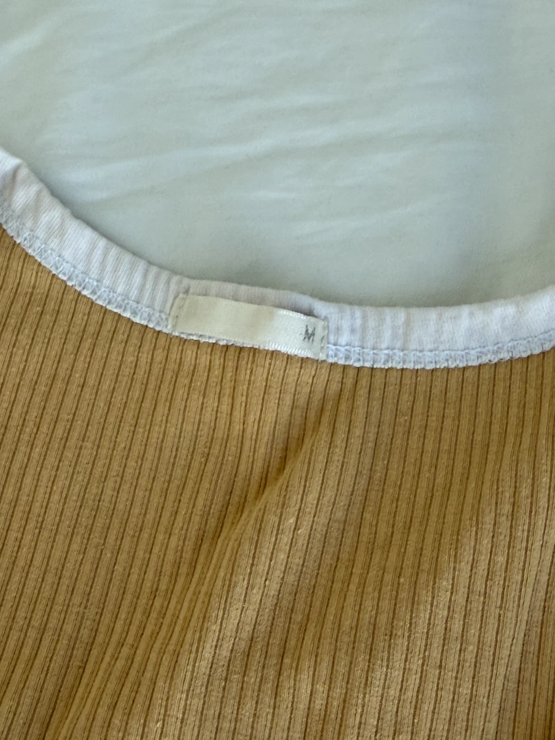 Yellow Ribbed T-Shirt with White Trim - Size M - photo 2