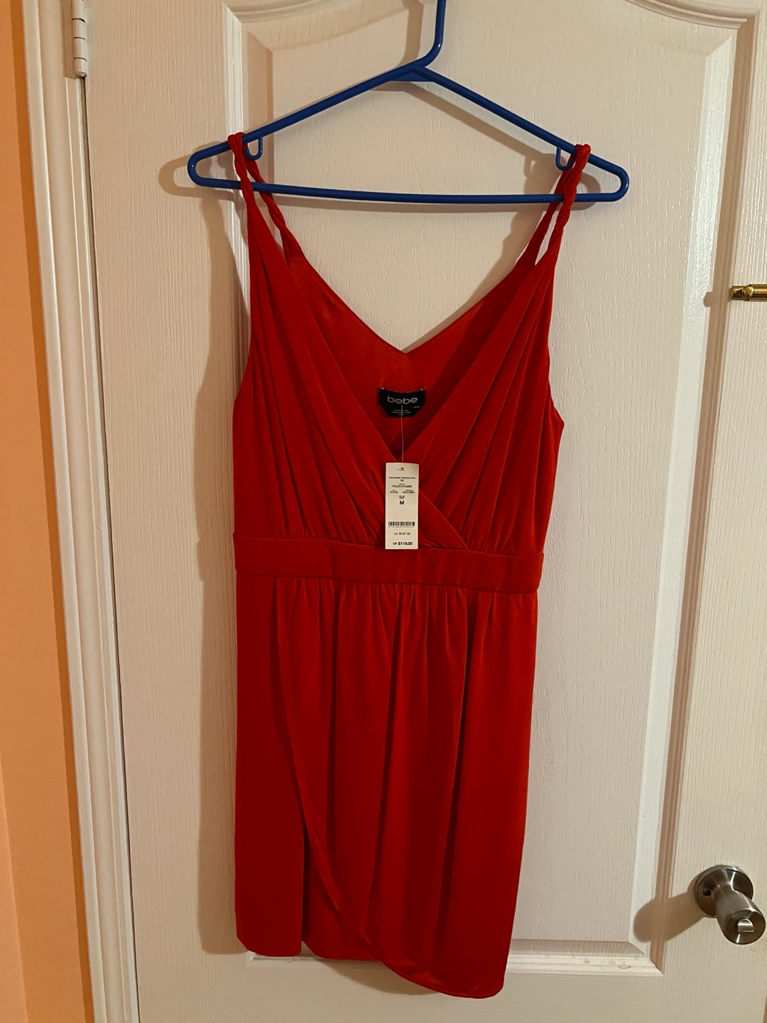 Bebe Red Spaghetti Strap Mini Dress