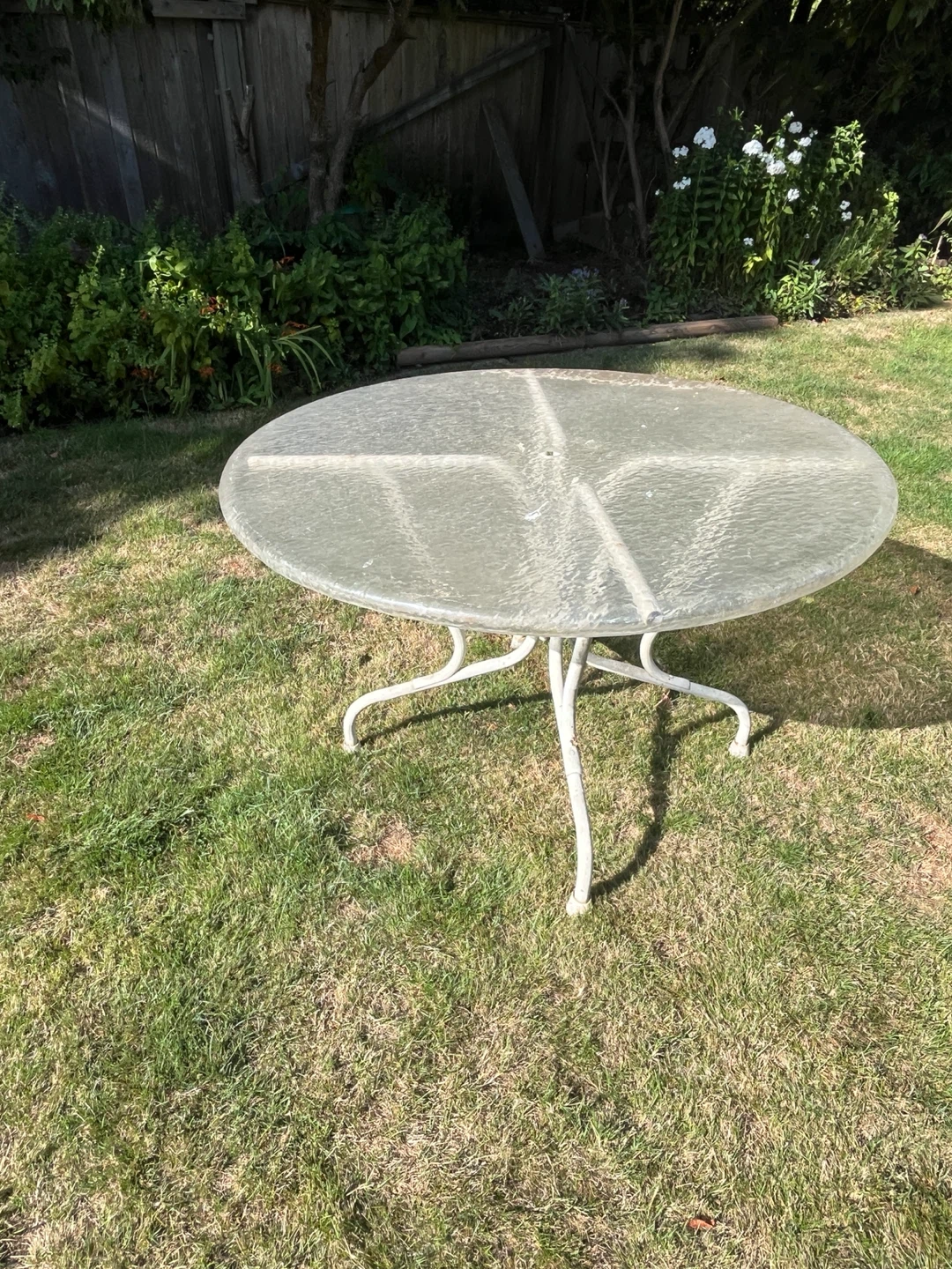 Glass Top Patio Table with Metal Base