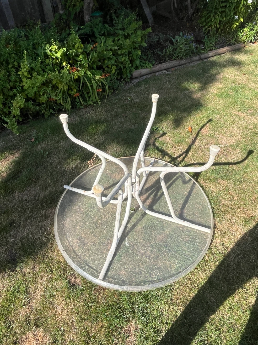 Glass Top Patio Table with Metal Base - photo 3