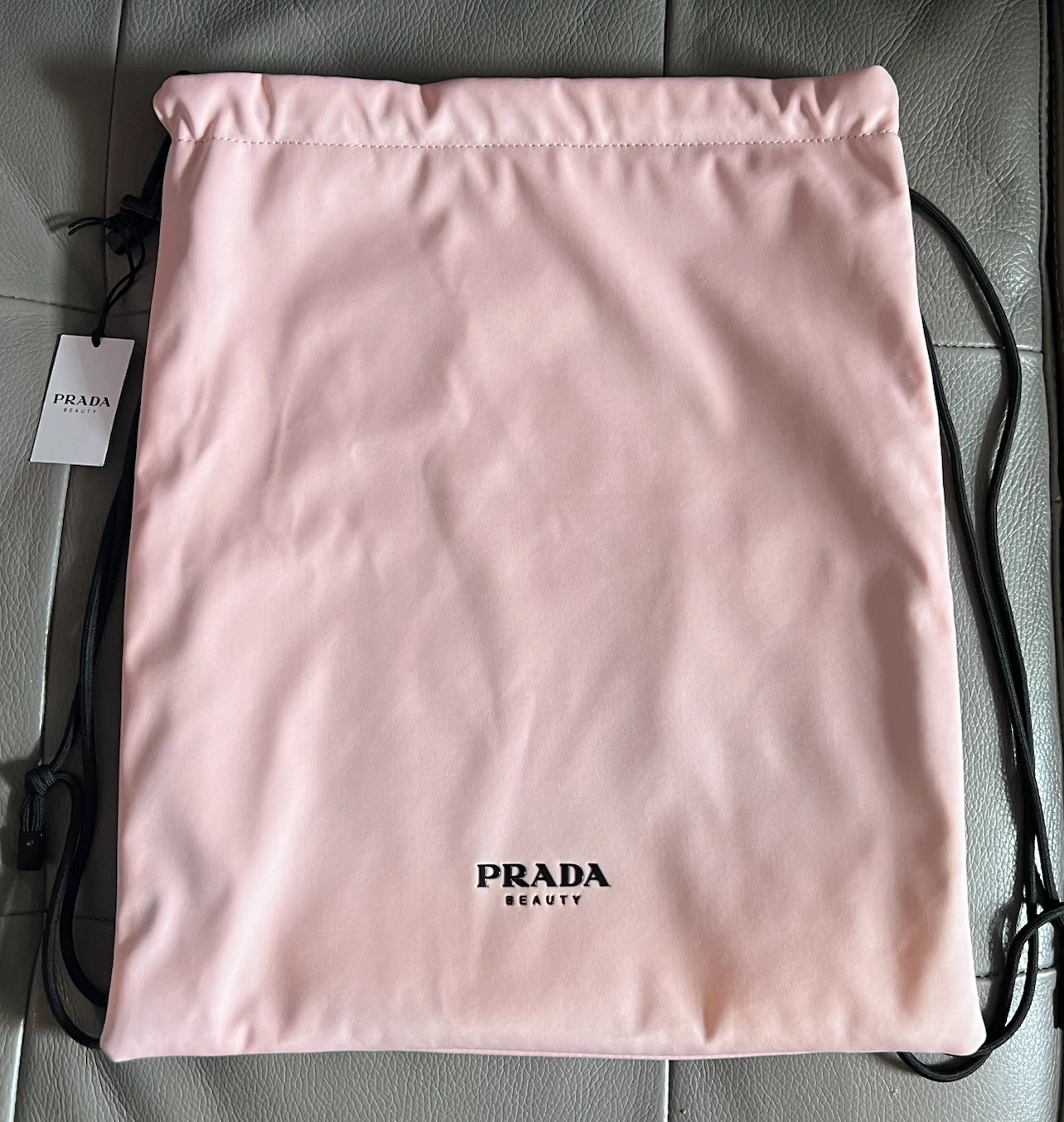 PRADA DRAWSTRING BAG, pink/Black Reversible. Brand new with tag