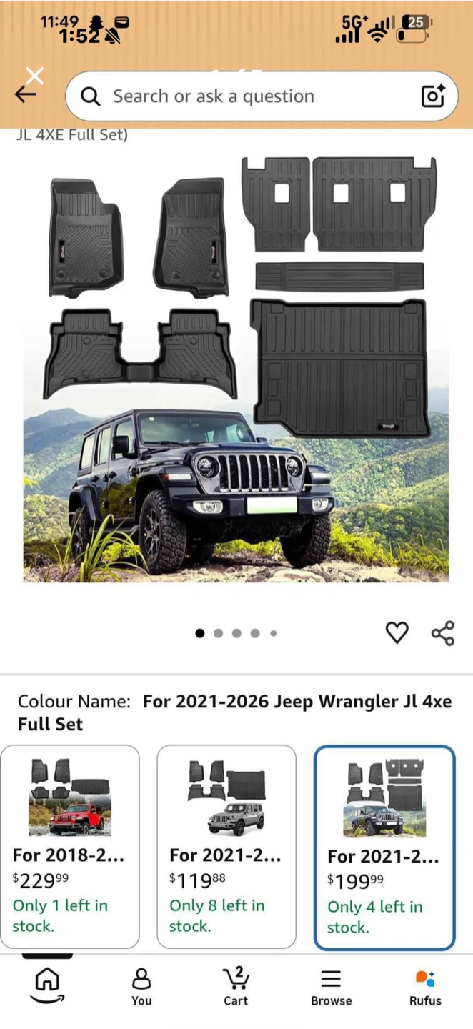 Yonuqali Floor Mats for Jeep Wrangler 4xe 2021-2024