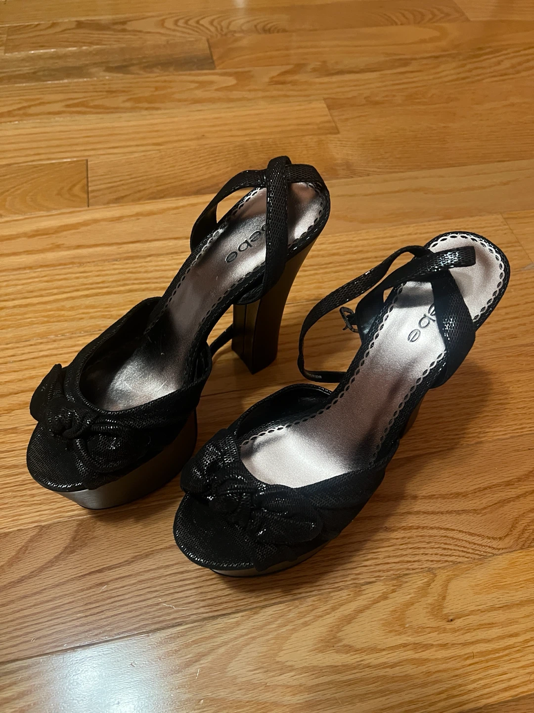 Bebe Black Platform Heels