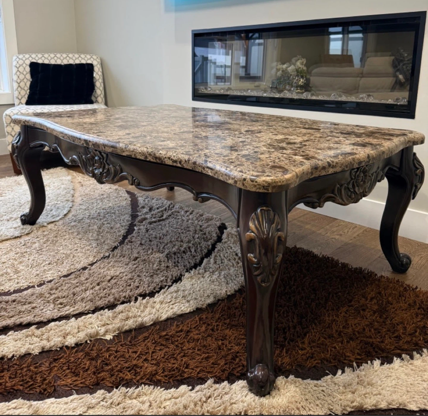 Ornate Marble Top Coffee Table