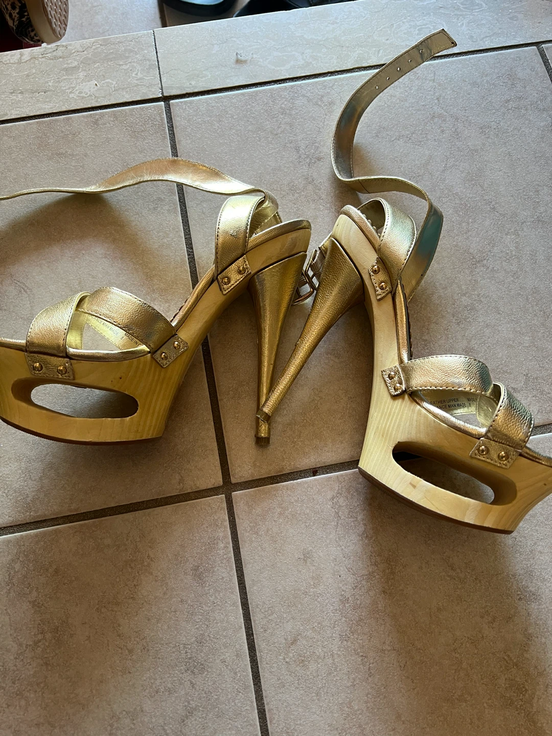 Bebe Gold Platform High Heel Sandals - photo 2